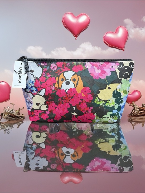 Marc Tetro Handbags - Marc Tetro Floral Dogs Cosmetic Pouch in Multicolor Pink